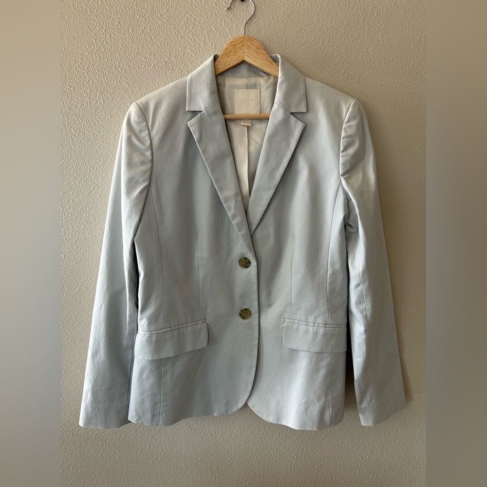 J Crew Suit Jacket Soft Grey Silver Double Breasted Blazer Size 6